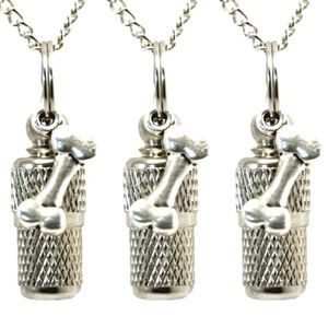 Set of THREE Faceted Mini Dog Bone Cremation Urn Necklaces